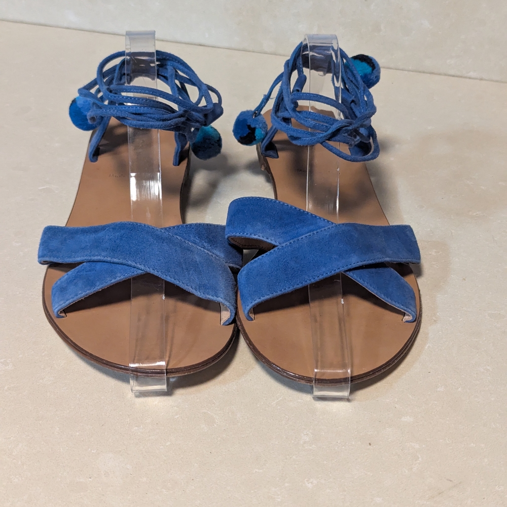 Women's JCrew Blue Suede Women's Sandals Size 9.5